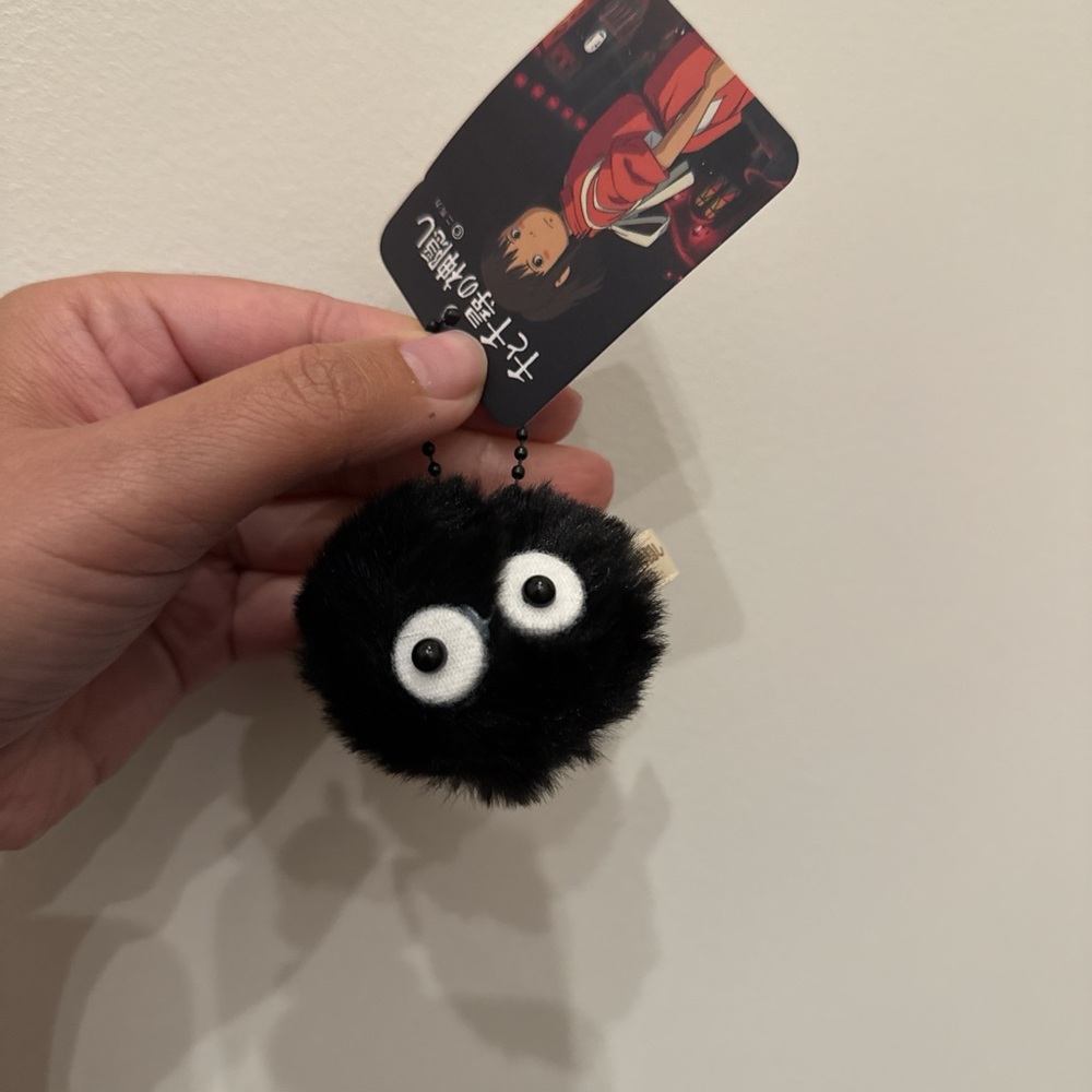 Black Fluffy Keychain with Eyes